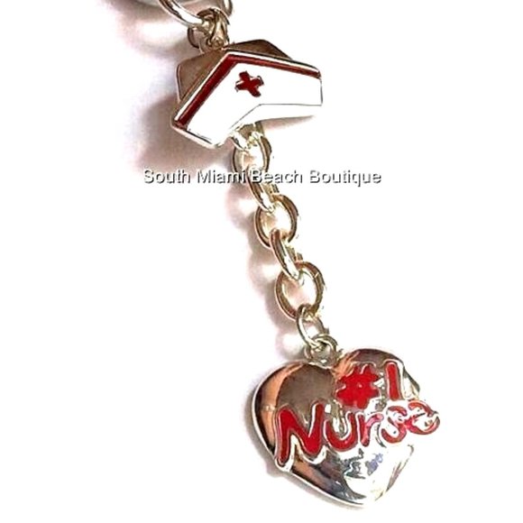 #1 Nurse Nursing Purse Charm Keychain Heart Cap RN LPN CNA Graduation Gift - Picture 7 of 11